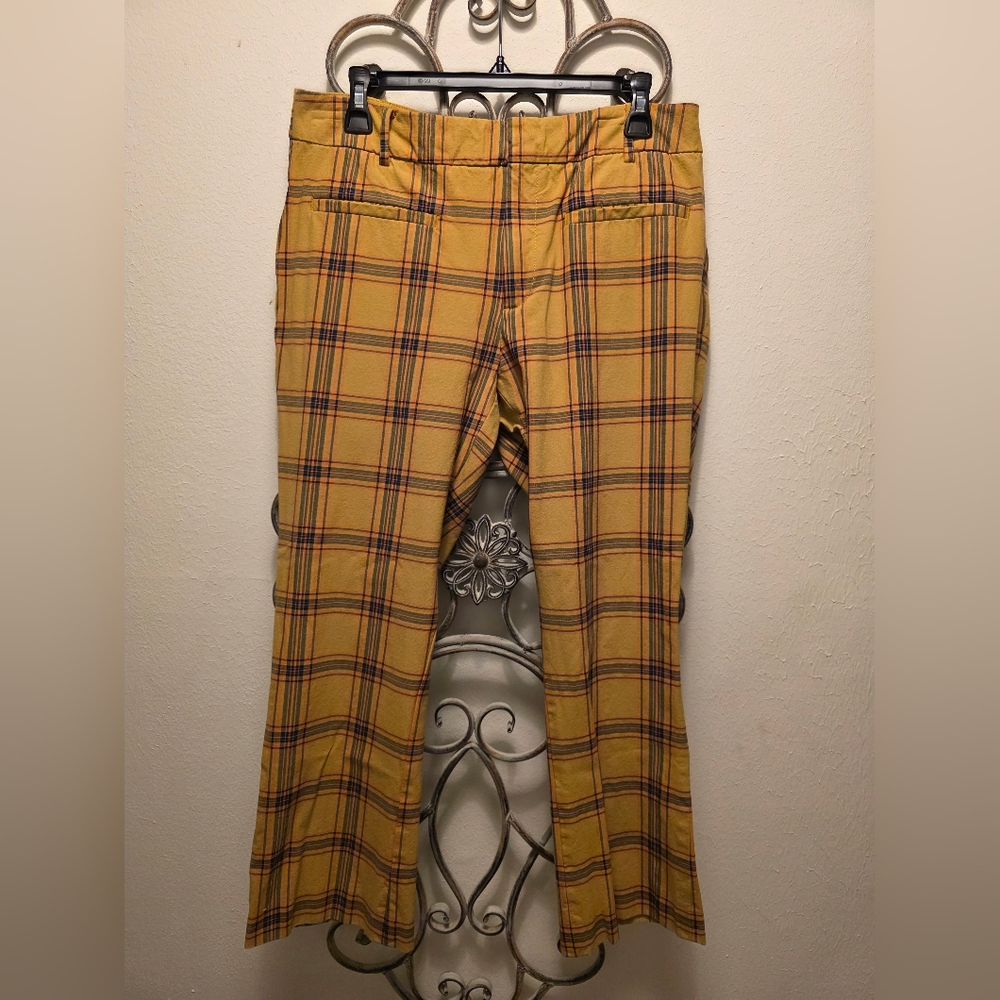 Anthropologie Yellow Plaid Straight-Leg Pants - Picture 5 of 9